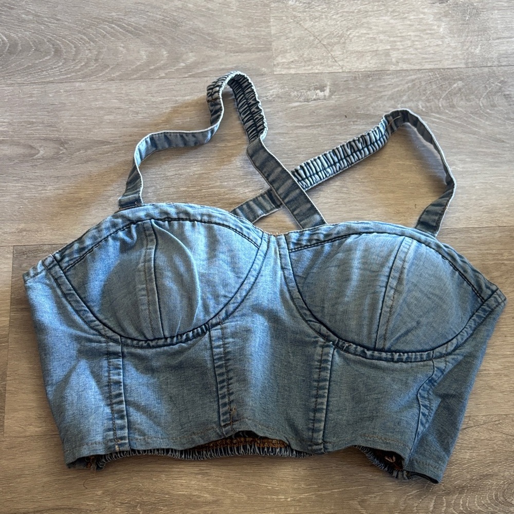 Denim Blue Women's Bustier Top